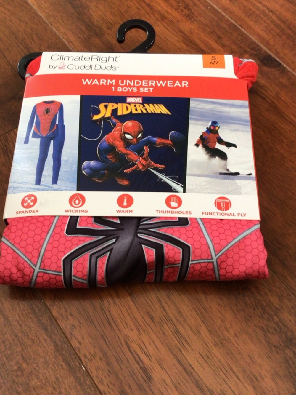Cuddl Duds Marvel Spider-Man Red and Black Kids Warm Underwear Set